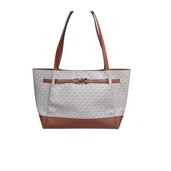 Michael Kors Jet Set Signature Tote Brown MK Logo Shoulder Bag - Picture 3 of 16